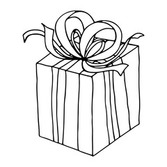 Hand drawn doodle gift box symbol illustration. Vector drawing.