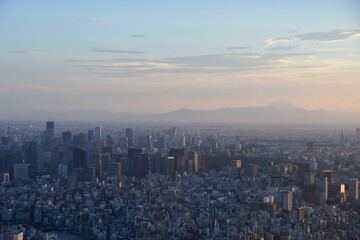 東京スカイツリーより富士山と東京の風景