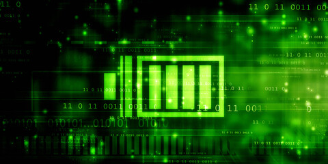 Naklejka premium 2d rendering Electrical energy and power supply source concept, accumulator battery with charging level indicator