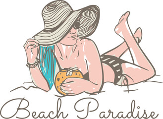 Summer hand drawn motivation calligraphyc card set. Vector illustration.
beach paradise