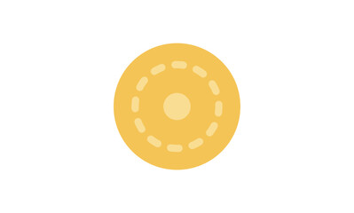 Coin icon and gold penny currency finance flat line symbol.