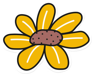 Sunflower doodle sticker cartoon decoration