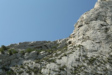Picturesque landscape with high mountains under blue sky outdoors