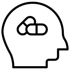 head with tablet medicine icon