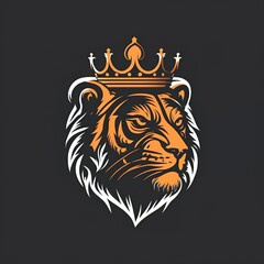 tiger head drawing illustration with dark background for company logo, agency logo, esport logo. simple and easy to modify.