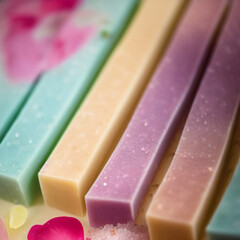 Colorful soap bars, handmade natural zero waste soap, spa and skincare small business idea, solid soap
