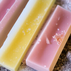 Colorful soap bars, handmade natural zero waste soap, spa and skincare small business idea, solid soap
