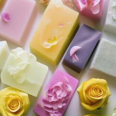 Colorful soap bars, handmade natural zero waste soap, spa and skincare small business idea, solid soap
