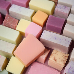Colorful soap bars, handmade natural zero waste soap, spa and skincare small business idea, solid soap
