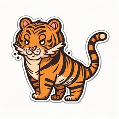 cute tiger cub cartoon sticker with white background. can be used to design mugs, stickers, labels, clothes, pins, emotions, emoji, memes and other marketing promotions. sad, happy and angry tiger