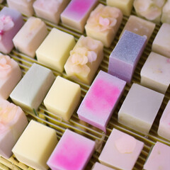 Colorful soap bars, handmade natural zero waste soap, spa and skincare small business idea, solid soap
