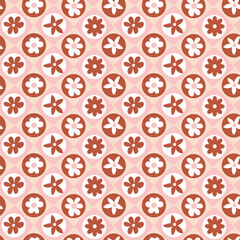 Abstract Retro Florals Geometric Diamond Squares Background Hand Drawn Trendy Minimalist Seamless Vector Pattern Stylish Compatible Colors Perfect for Allover Fabric Print or Wrapping Paper