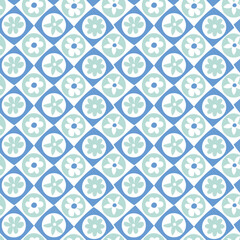 Abstract Retro Florals Geometric Diamond Squares Background Hand Drawn Trendy Minimalist Seamless Vector Pattern Stylish Compatible Colors Perfect for Allover Fabric Print or Wrapping Paper