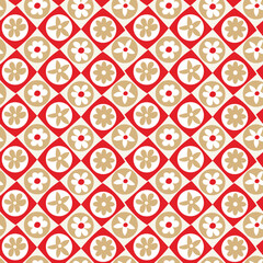 Abstract Retro Florals Geometric Diamond Squares Background Hand Drawn Trendy Minimalist Seamless Vector Pattern Stylish Compatible Colors Perfect for Allover Fabric Print or Wrapping Paper