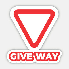 give way traffic sign editable modern vector icon and text effect design
