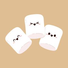 Marshmallow cartoon. marshmallow character design. Marshmallow vector.