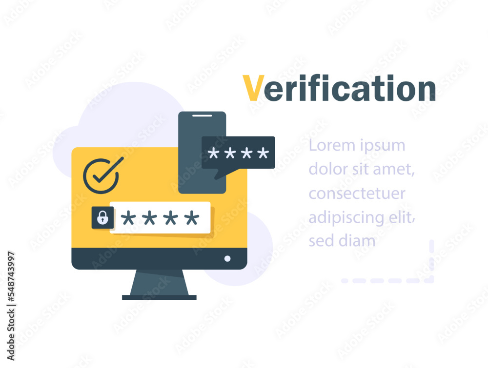 Poster 2fa authentication password secure notice login verification or sms with push code message shield ic