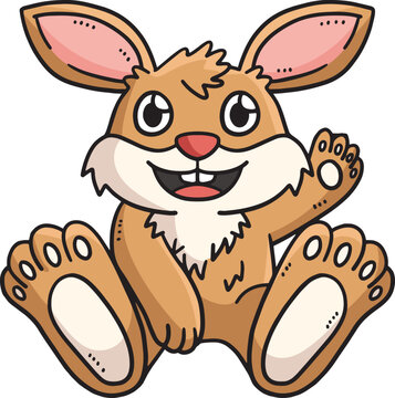  Bunny Sitting Cartoon Colored Clipart 