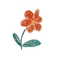 Flower red blue textured a watercolor sketch 