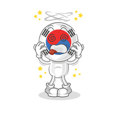 south korea head cartoon dizzy mascot. cartoon vector