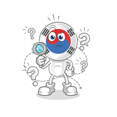 south korea head cartoon searching illustration. character vector