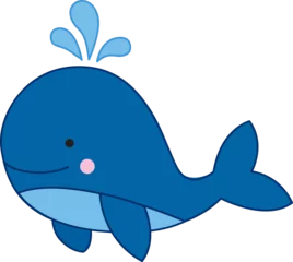 Fotobehang Vector illustration of blue cute cartoon whale  © Ольга Дикун
