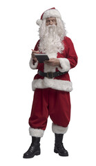 PNG file no background Santa Claus writing on a notebook