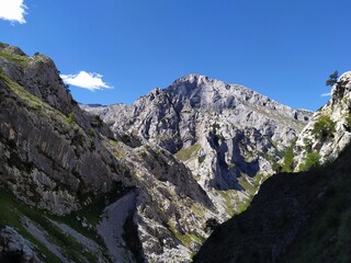 Fototapeta na wymiar Picos de Europa bajando por la ruta de Bulnes_01