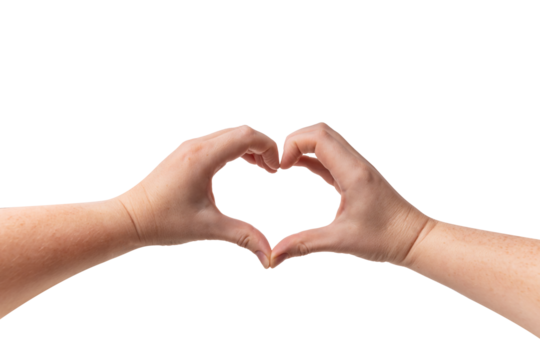 finger heart. Zoomers symbolize love. woman hand showing heart sign isolated on transparent background png	
