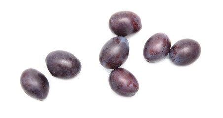 Ripe plum berries isolated on white background.
