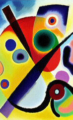 Digital painting abstract art in cubism style, graphic drawing expressionism artwork,  fashionable template for design © Katsiaryna