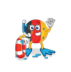 belgium swimmer with buoy mascot. cartoon vector