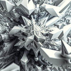 Snowflake abstract shapes in 3d background