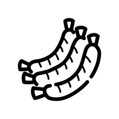 Grilled sausages doodle icon. Hand drawn symbol. Vector illustration.
