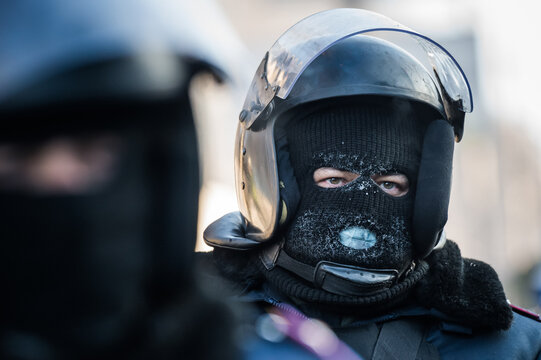 Orange revolution on the Maidan in Kyiv, Ukraine. Street riots and protests. January 2014