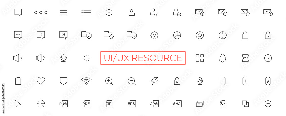 Poster minimalist and simple looking ui icons set for dark, light mode. outline isolated user interface ele