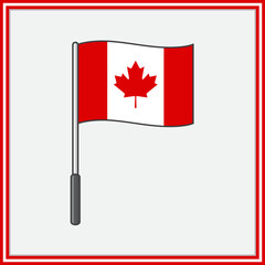 Fototapeta na wymiar Canada Flag Cartoon Vector Illustration. Flag of Canada Flat Icon Outline