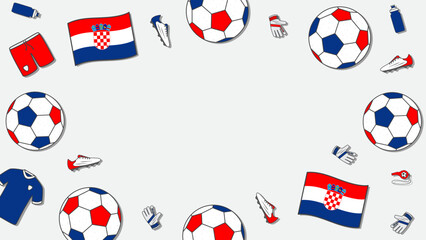 Obraz premium Football Background Design Template. Football Cartoon Vector Illustration. Tournament In Croatia