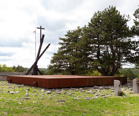 Memorial monument sinkholes in Italian called foibe
