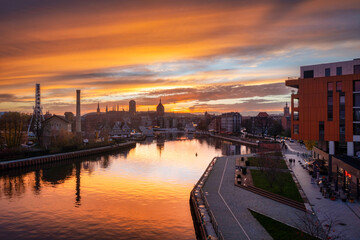 Beautiful sunset over the Motlawa river in Gdansk. Poland © Patryk Kosmider