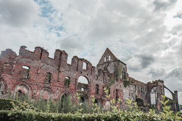 Abandoned abbey in Belgium. Ruins of the Aulne Abbey. 
