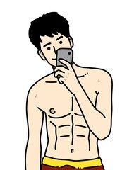 Fototapeta premium cute man cartoon on white background