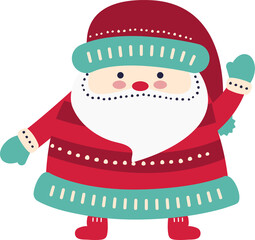 Santa Claus in hat, winter cartoon illustration