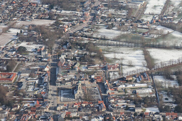 Obraz premium Views from above of Belgium from an airplane. Different city views of the air.