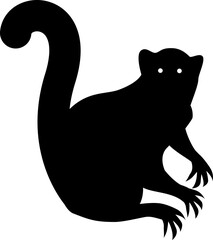 Black silhouette of animal Lemur. Vector image