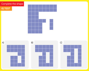 Find the Missing Piece. Shape completion questions