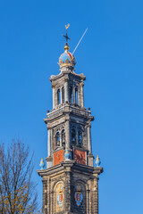 Western Church (Westerkerk, 1620 - 1631) - a Dutch Protestant church in Amsterdam. It lies in the most western part of the Grachtengordel neighborhood. Amsterdam, The Netherlands.