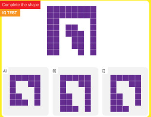 Find the Missing Piece. Shape completion questions, Find next shape