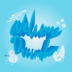 content "welcome december", winter, blue and white