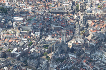 Fototapeta premium Views from above of Belgium from an airplane. Different city views of the air.